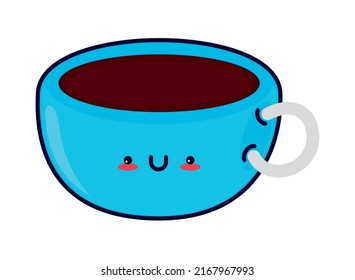 kawaii food coffee icon isolated