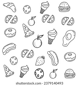 kawaii food, coloring page for kawaii food, coloring book, kawaii pattern, kawaii set