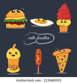 kawaii food and drink cartoon illustration