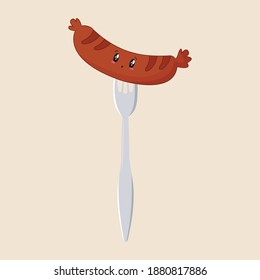 kawaii food sausage cute cartoon