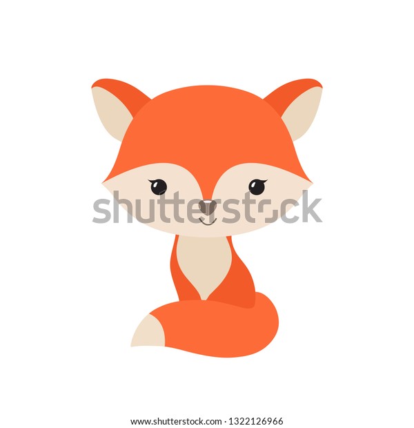 kawaii fox animal sitting cute carton stock vector royalty free 1322126966