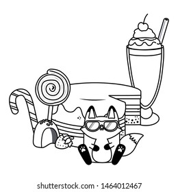 Kawaii of fox cartoon design