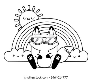 Kawaii of fox cartoon design