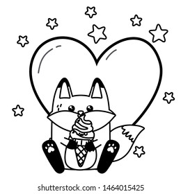 Kawaii of fox cartoon design