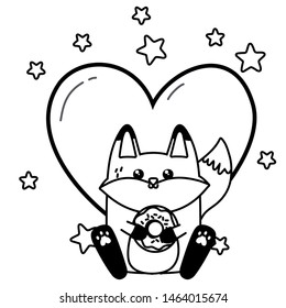 Kawaii of fox cartoon design