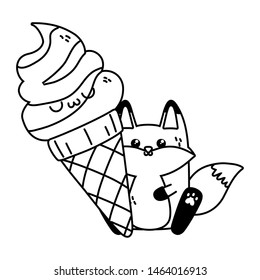 Kawaii of fox cartoon design