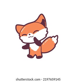 Kawaii fox chibi character   Vector hand drawn illustration
