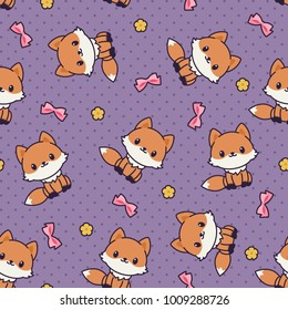 Kawaii foxes seamless vector pattern/wallpaper. 