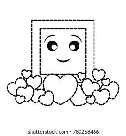 kawaii frame with hearts