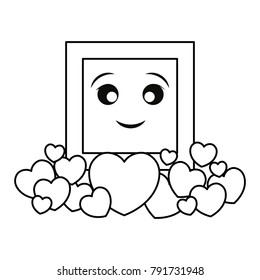 kawaii frame with hearts