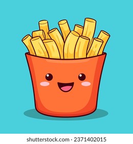 Kawaii French Fries Clipart - Ilustración Adorable De Comida Rápida