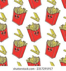 kawaii french fries seamless pattern