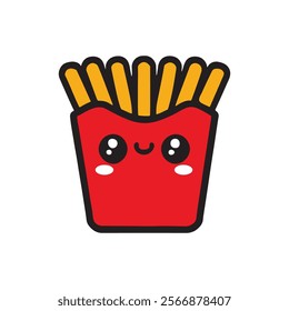 kawaii French fries vector in white background