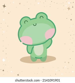 kawaii frog card with sparks