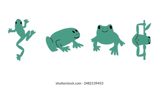 Kawaii frog character. Cute reptile animal. Vector element