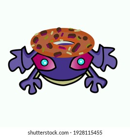 kawaii frog mascot in blue