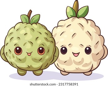 kawaii fruit cartoon character vector, Funny fruit kawaii illustration