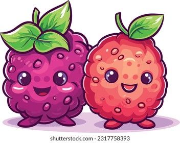 kawaii fruit cartoon character vector, Funny fruit kawaii illustration