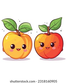 kawaii fruit cartoon character vector, Funny fruit kawaii illustration