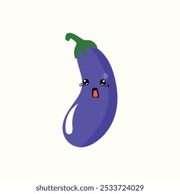 kawaii fruit eggplant cartoon character design