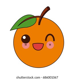 kawaii fruit orange fresh citrus cartoon