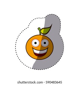 kawaii fruit orange happy icon, vector illustration design