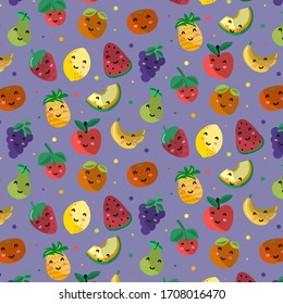 Kawaii fruit pattern. Fruit pattern