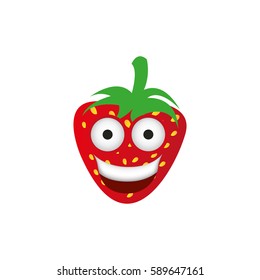 kawaii fruits strawberry happy icon, vector illustration design