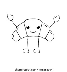 kawaii fun croissant bread bake cartoon