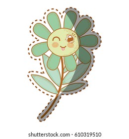 kawaii funny flower plant with tongue outside