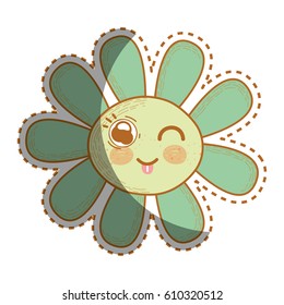 kawaii funny flower with tongue outside