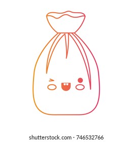 kawaii garbage bag tied in degraded yellow to magenta silhouette vector illustration