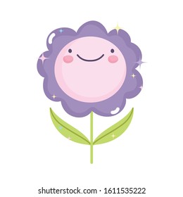 kawaii gardening cartoon cute flower character vector illustration