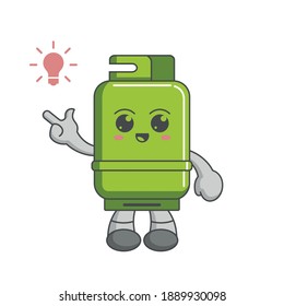 kawaii gas tank character cartoon design concept have an idea with lamp icon
