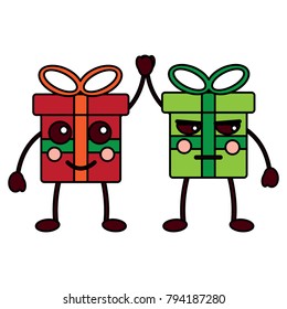 kawaii gift box cartoon facial expression