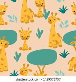 Kawaii giraffes in a seamless pattern design, that can be used both for web or for print