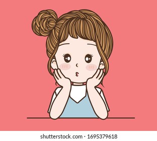 kawaii girl, cute, little girl, cartoon, girl vector