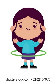 kawaii girl with hula hoop icon
