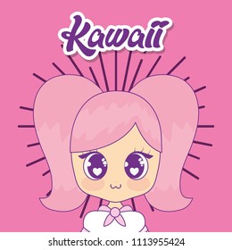 kawaii girl sunburst frame