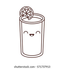 kawaii glass cup juice lemonade fresh vector illustration eps 10