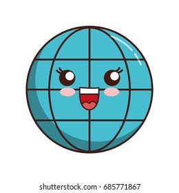 kawaii global sphere icon