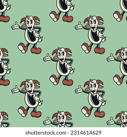 kawaii goat character cartoon seamless pattern