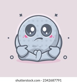 kawaii golf ball character mascot with sad expression isolated cartoon in flat style design