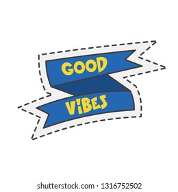 Kawaii good vibes tagline. Various cute icon. Hand drawn colored vector.