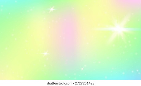 Gradiente de Kawaii. Fondo De Princesa Rosa Y Hermoso Holograma De Unicornio. Patrón de arco iris púrpura. Galaxia De Dibujos Animados De Vector Con Brillo Y Brillo De Sirena. Gradiente Kawaii azul.