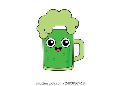 Kawaii Green Beer - Adorable and Cute St. Patrick's Day Design