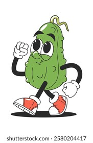 Kawaii green cucumber vegetable character