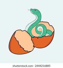 diseño de Ilustración vectorial de serpiente verde kawaii. Conveniente para la mascota, taza, etiqueta engomada, libro de dibujo, camiseta, etc. Eps 10