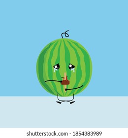 Kawaii Green Watermelon Fruit Cute Illustration is a fruit vector with cute and adorable images that can be made for any design, for example t-shirt designs, mugs,pillow case,cellphone case.