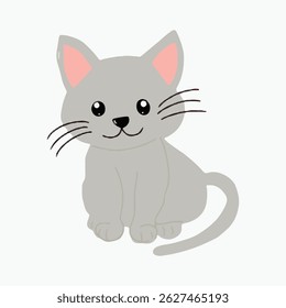 Kawaii grey cat cartoon character design